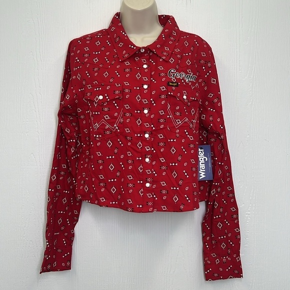 Wrangler - NWT UGA Georgia Bulldogs Retro Long Sleeve Snap Button Up Shirt Med - Picture 2 of 14